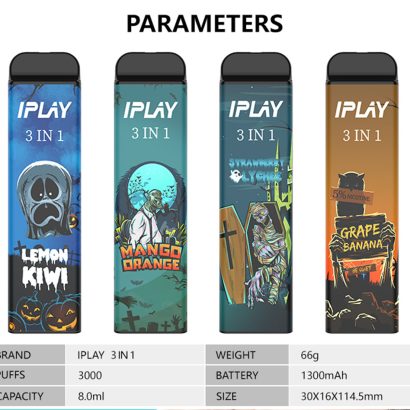 IPLAY 3 IN 1 3000 Puffs Disposable Vape Pod 5% Nicotine E-liquid 8ml